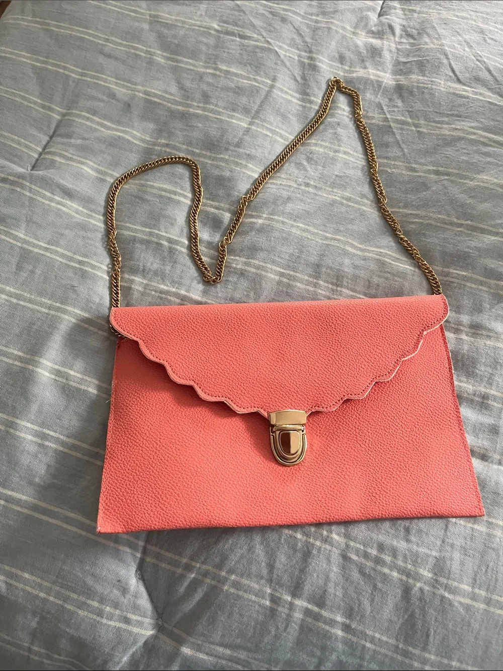 Coral Scalloped Envelope Crossbody Bag - Unbranded